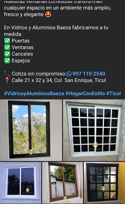 Negocio Vidrios Y Aluminios Baeza | Puertas, Ventanas, Canceles Y Cristales En Ticul